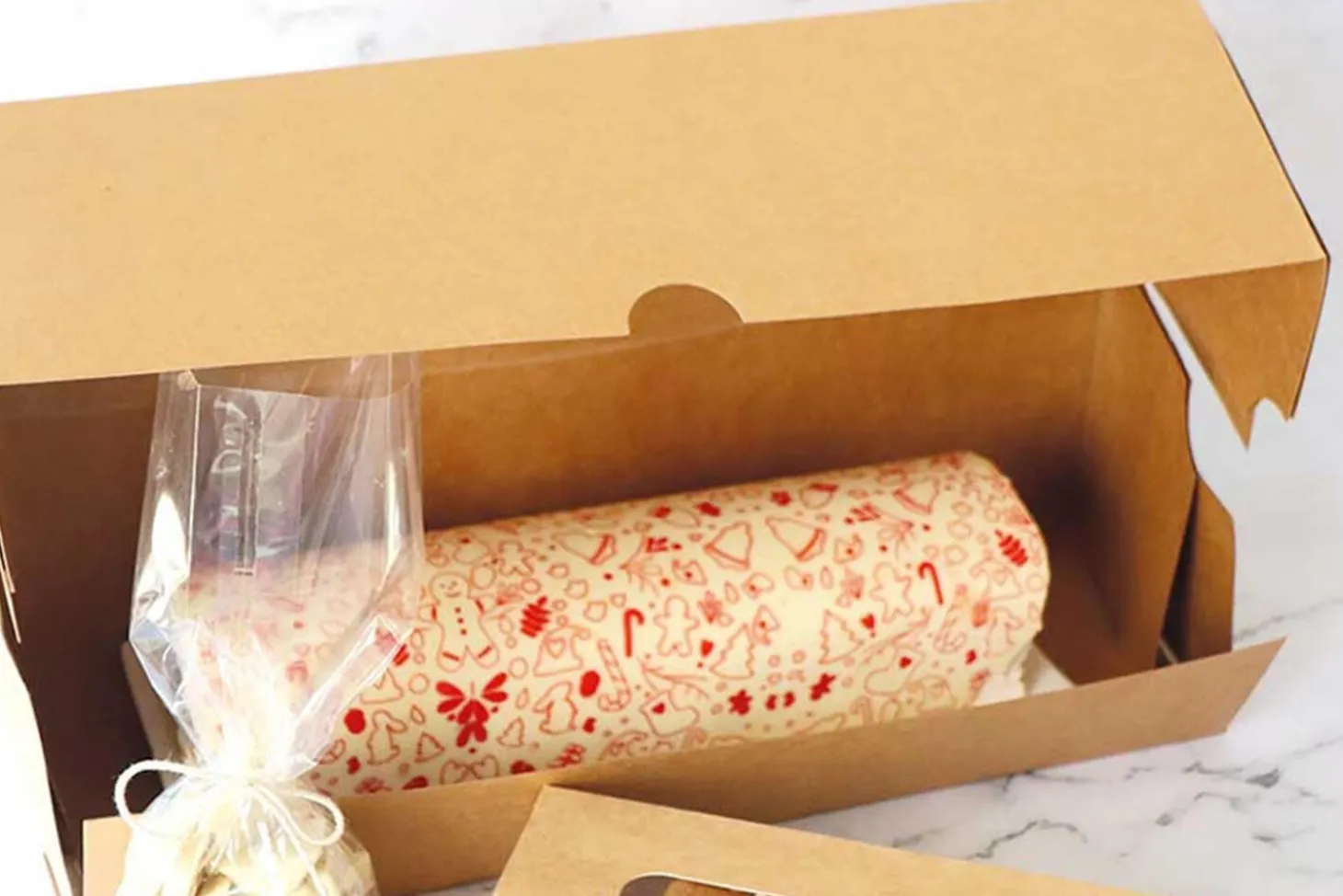 Set 2 boîtes pour cake/bûche Scrapcooking en carton kraft - 35x11x11cm