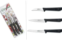Set 3 couteaux de cuisine Sanelli Jolly acier inox manche noir