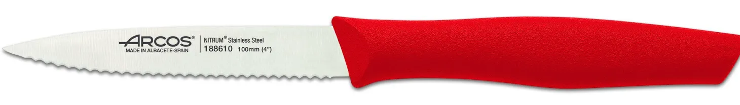 Set 3 couteaux à légumes Arcos Nova lames acier NITRUM manche rouge