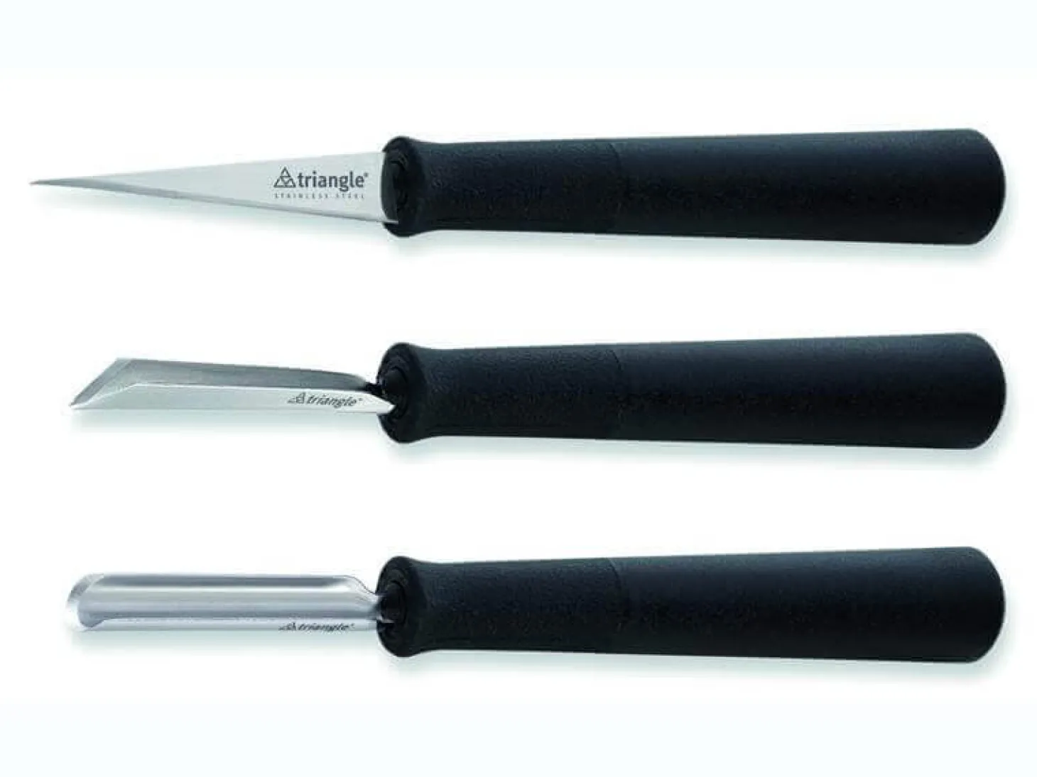 Set à décorer Triangle 3 pièces en inox manche PP noir