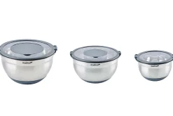 Set de 3 bols inox avec couvercles Mastrad 16, 20 et 24cm