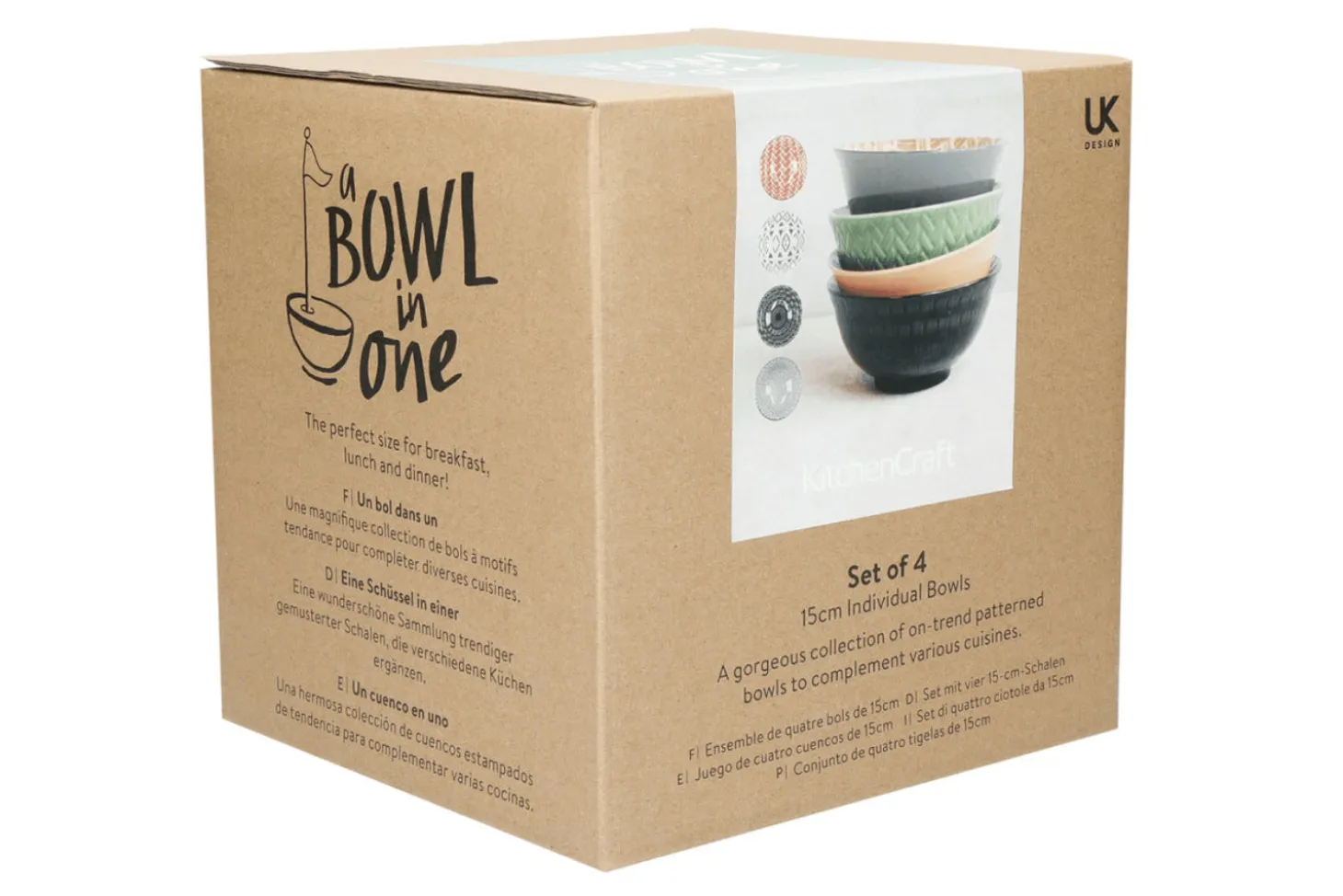 Set de 4 bols KitchenCraft en céramique Designed For Life diamètre 15cm