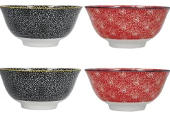 Set de 4 bols KitchenCraft en céramique Red And Black design diamètre 15cm