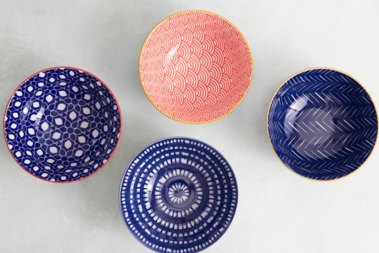 Set de 4 bols KitchenCraft en céramique Blues design diamètre 15cm