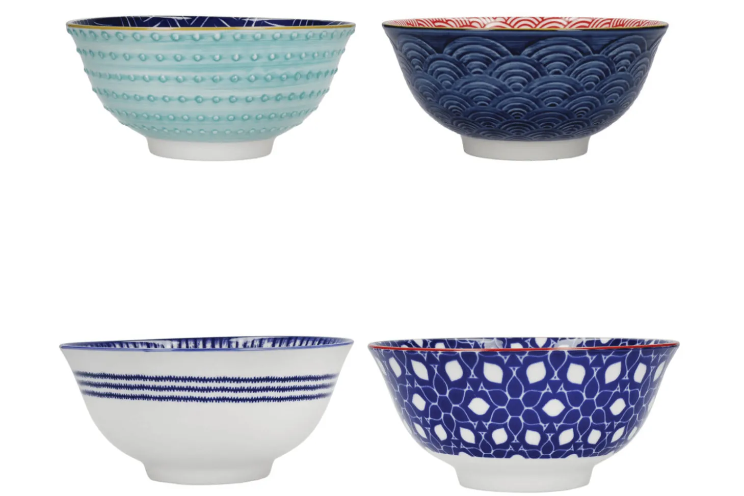 Set de 4 bols KitchenCraft en céramique Blues design diamètre 15cm