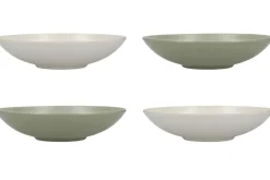 Set de 4 bols à pâtes KitchenCraft en grès émaillé vert et blanc diamètre 22cm