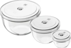 Set de 3 bols sous vide Zwilling Fresh & Save en verre borosilicate avec couvercle