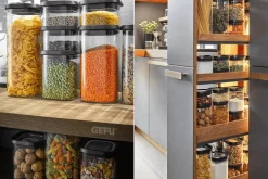 Set de 4 boîtes de conservation Gefu Pantry en verre borosilicate + 12 étiquettes autocollantes