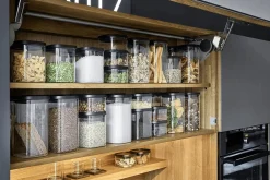 Set de 4 boîtes de conservation Gefu Pantry en verre borosilicate + 12 étiquettes autocollantes