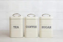 Set de 3 boîtes à thé / café / sucre KitchenCraft Living Nostalgia en acier crème