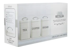 Set de 3 boîtes à thé / café / sucre KitchenCraft Living Nostalgia en acier crème