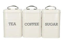 Set de 3 boîtes à thé / café / sucre KitchenCraft Living Nostalgia en acier crème
