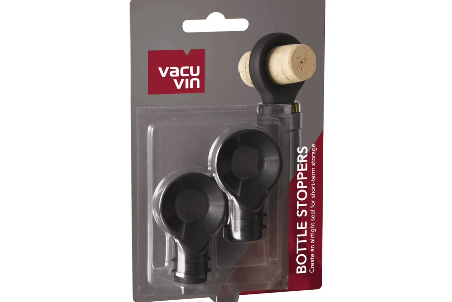 Set de 2 bouchons arrondis Vacu vin noir
