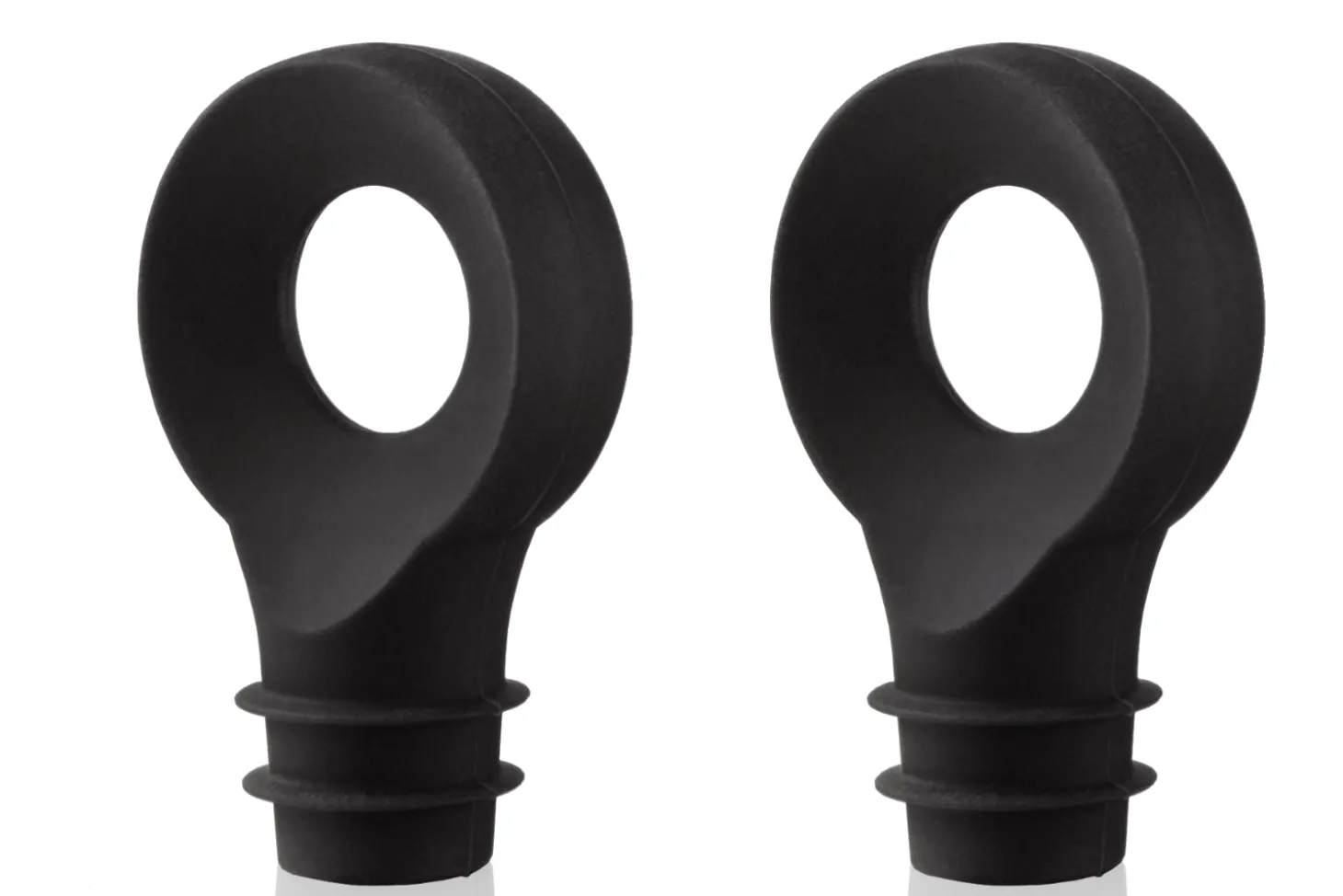 Set de 2 bouchons arrondis Vacu vin noir