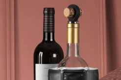 Set de 2 bouchons arrondis Vacu vin noir