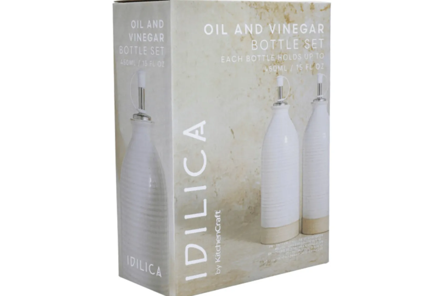 Set de 2 bouteilles à huile et vinaigre KitchenCraft Idilica en grès crème 450ml