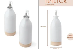 Set de 2 bouteilles à huile et vinaigre KitchenCraft Idilica en grès crème 450ml