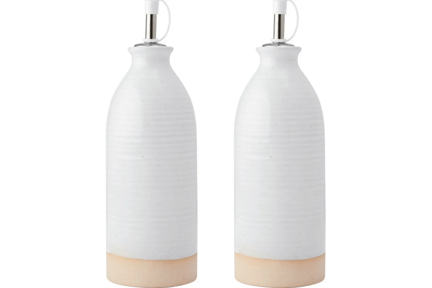 Set de 2 bouteilles à huile et vinaigre KitchenCraft Idilica en grès crème 450ml