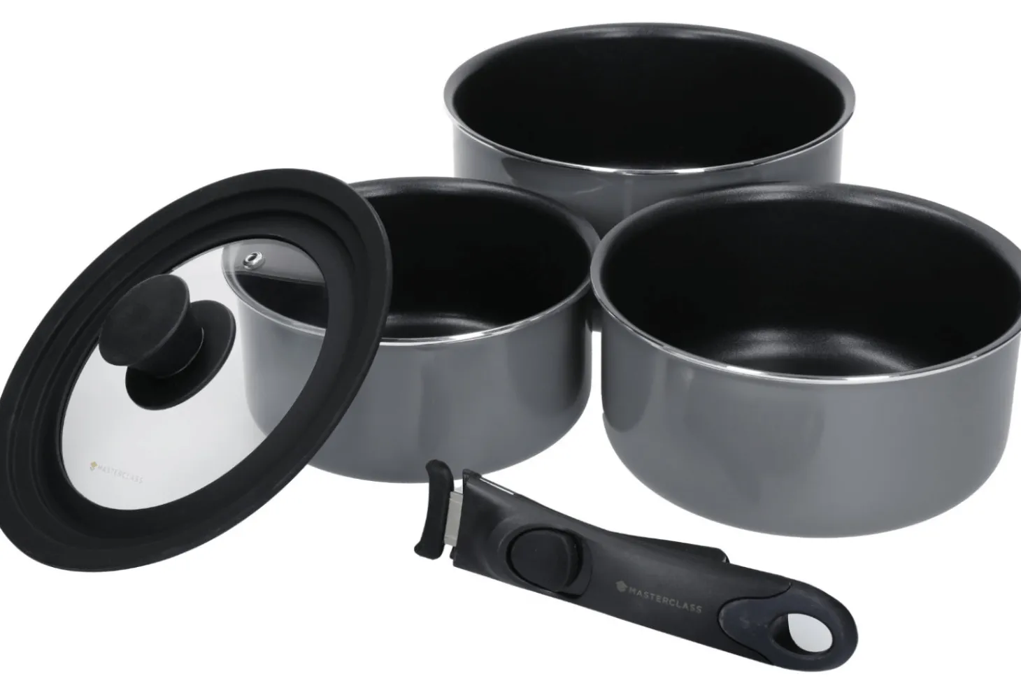 Set de 3 casseroles antiadhésives MasterClass Smart Space compatible tous feux