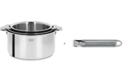 Set de 3 casseroles Cristel Casteline Amovible en inox 16 à 20cm - Poignée Zenith incluse
