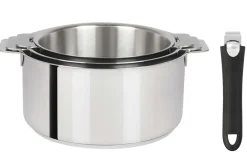 Set de 3 casseroles Cristel Mutine Amovible en inox 16 à 20cm - Poignée couleur incluse