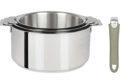 Set de 3 casseroles Cristel Mutine Amovible en inox 16 à 20cm - Poignée couleur incluse