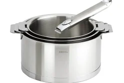 Set de 3 casseroles Cristel Strate Amovible en acier inox 18/10 + 1 poignée Zénith