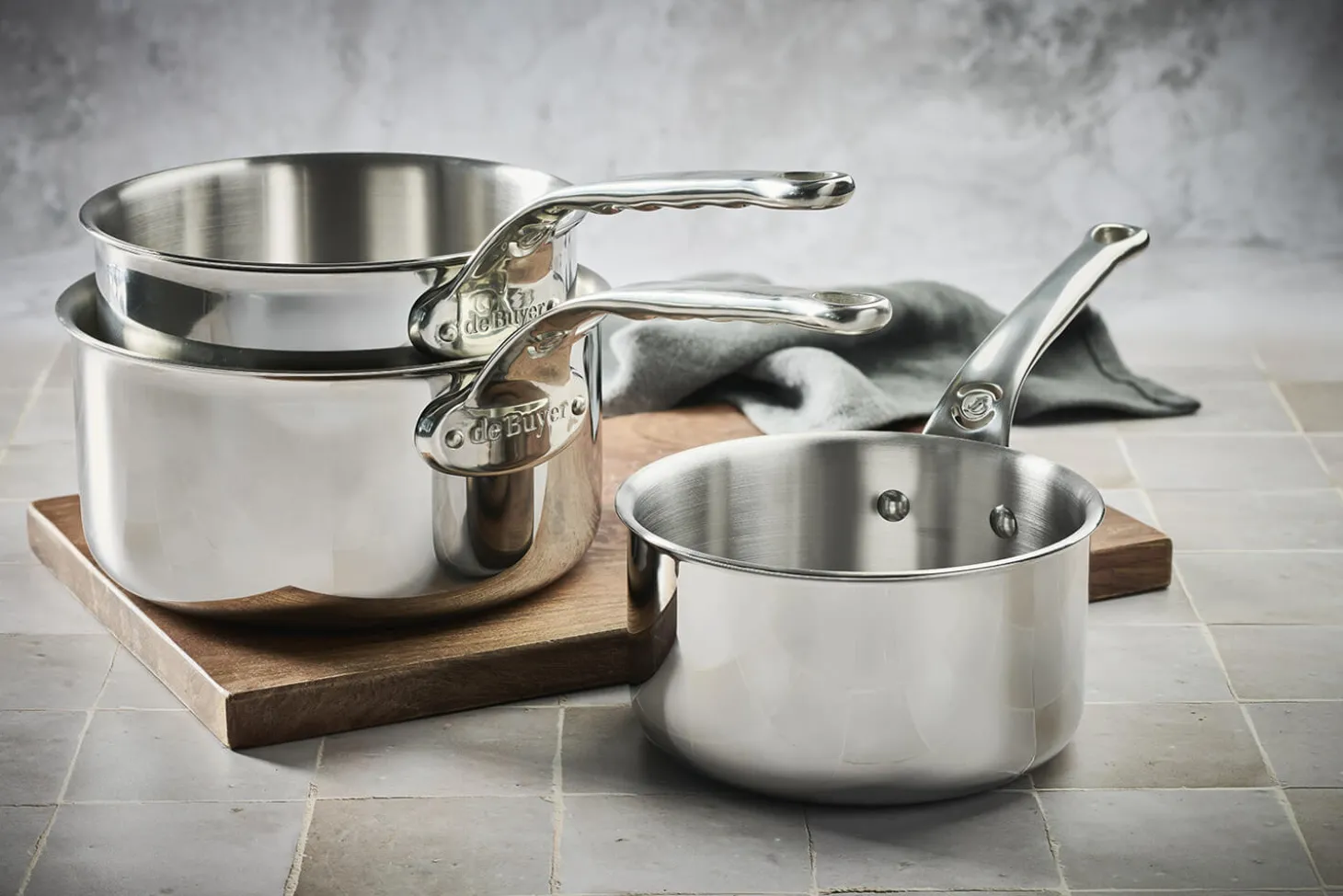 Set de 3 casseroles De Buyer Affinity en acier inoxydable 5 ply 16-18-20cm