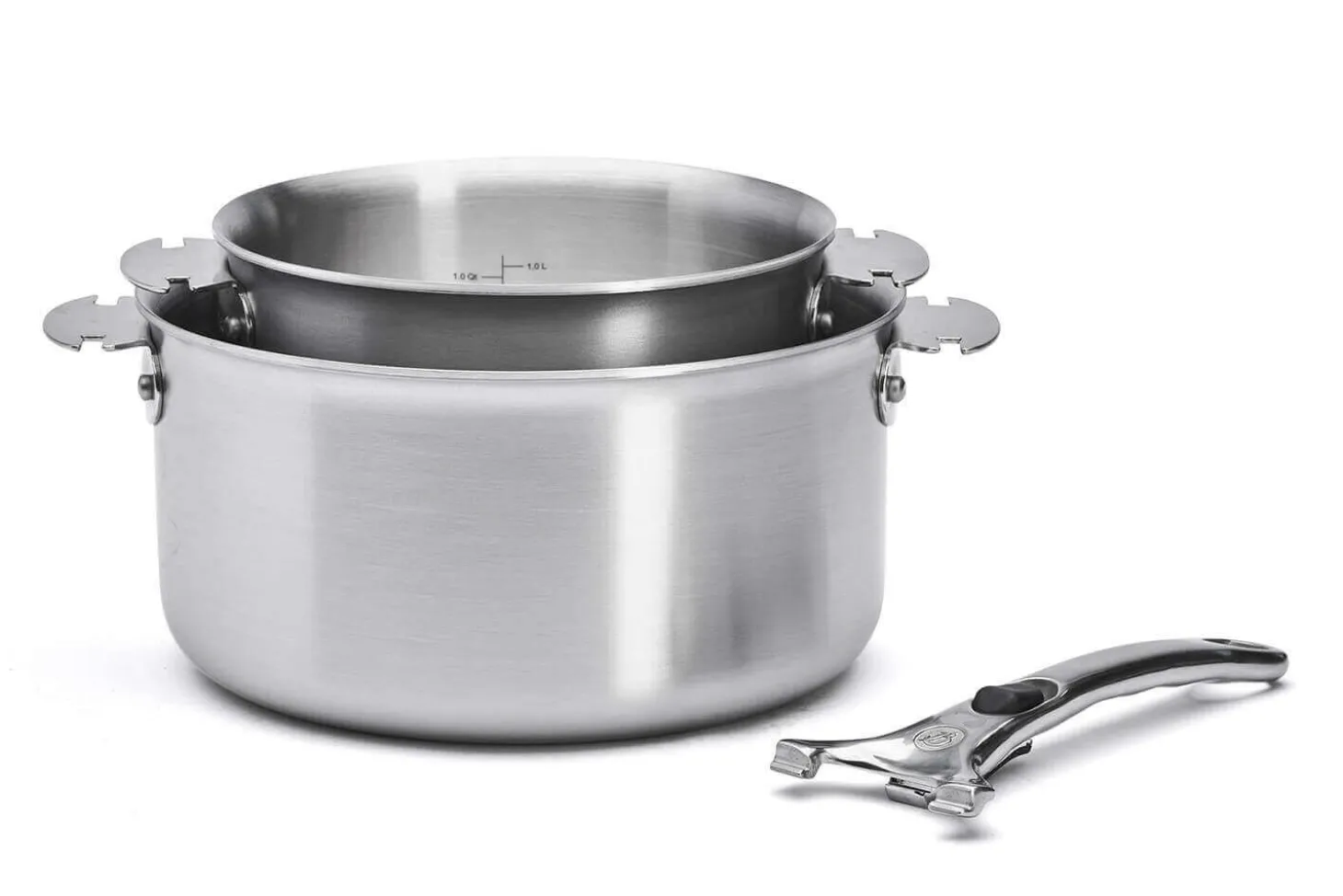 Set de 2 casseroles De Buyer Alchimy Loqy en inox avec poignée amovible