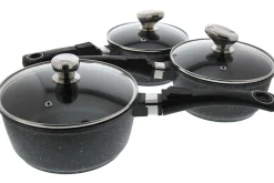 Set de 3 casseroles Pradel Excellence Onda 16/18/20cm tous feux/ induction - 3 manches amovibles