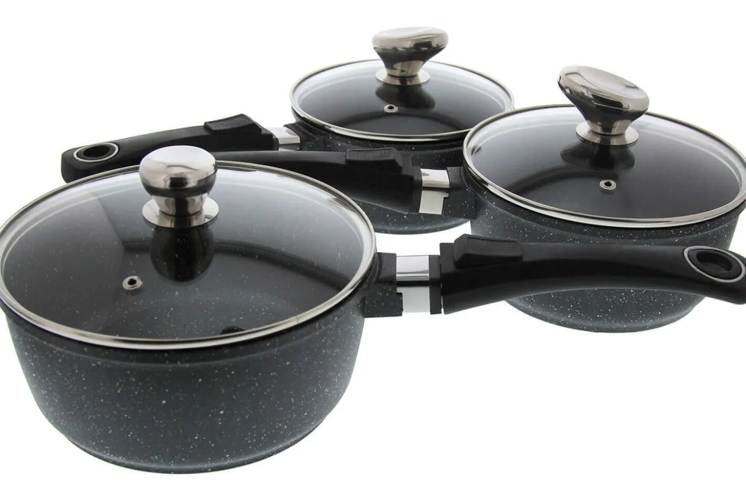 Set de 3 casseroles Pradel Excellence Onda 16/18/20cm tous feux/ induction - 3 manches amovibles