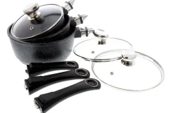 Set de 3 casseroles Pradel Excellence Onda 16/18/20cm tous feux/ induction - 3 manches amovibles