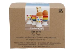 Set de 4 coquetiers KitchenCraft en porcelaine motifs arc-en-ciel