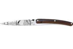 Set de 2 couteaux d'office Deejo Office Globe Trotter et Terra Incognita manche en bois d'olivier et bois corail 9cm