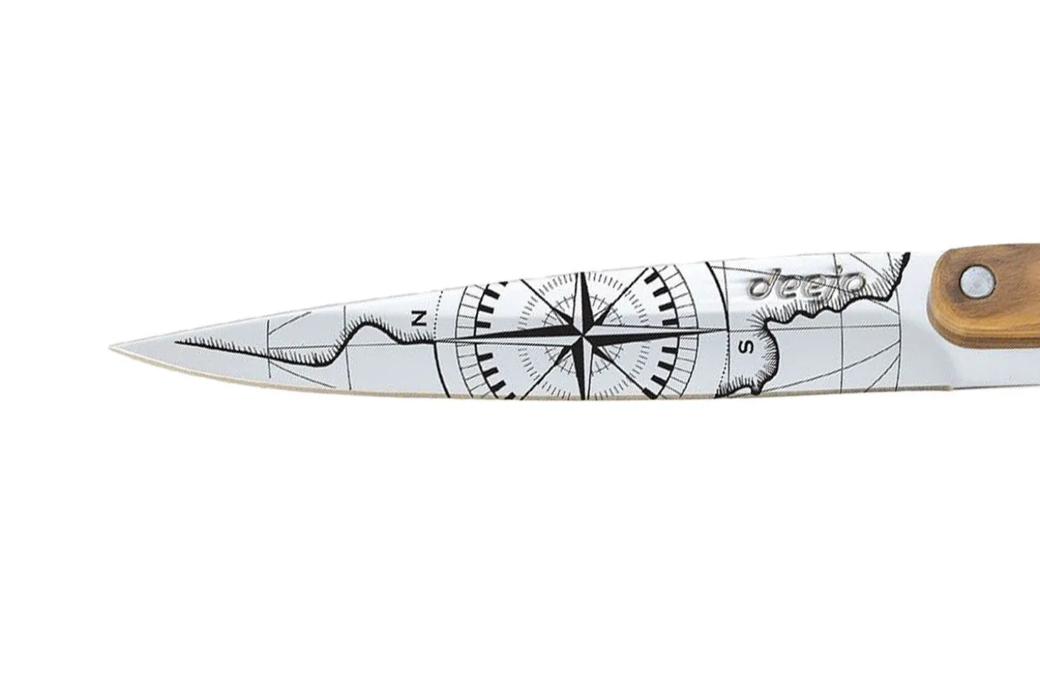 Set de 2 couteaux d'office Deejo Office Globe Trotter et Terra Incognita manche en bois d'olivier et bois corail 9cm