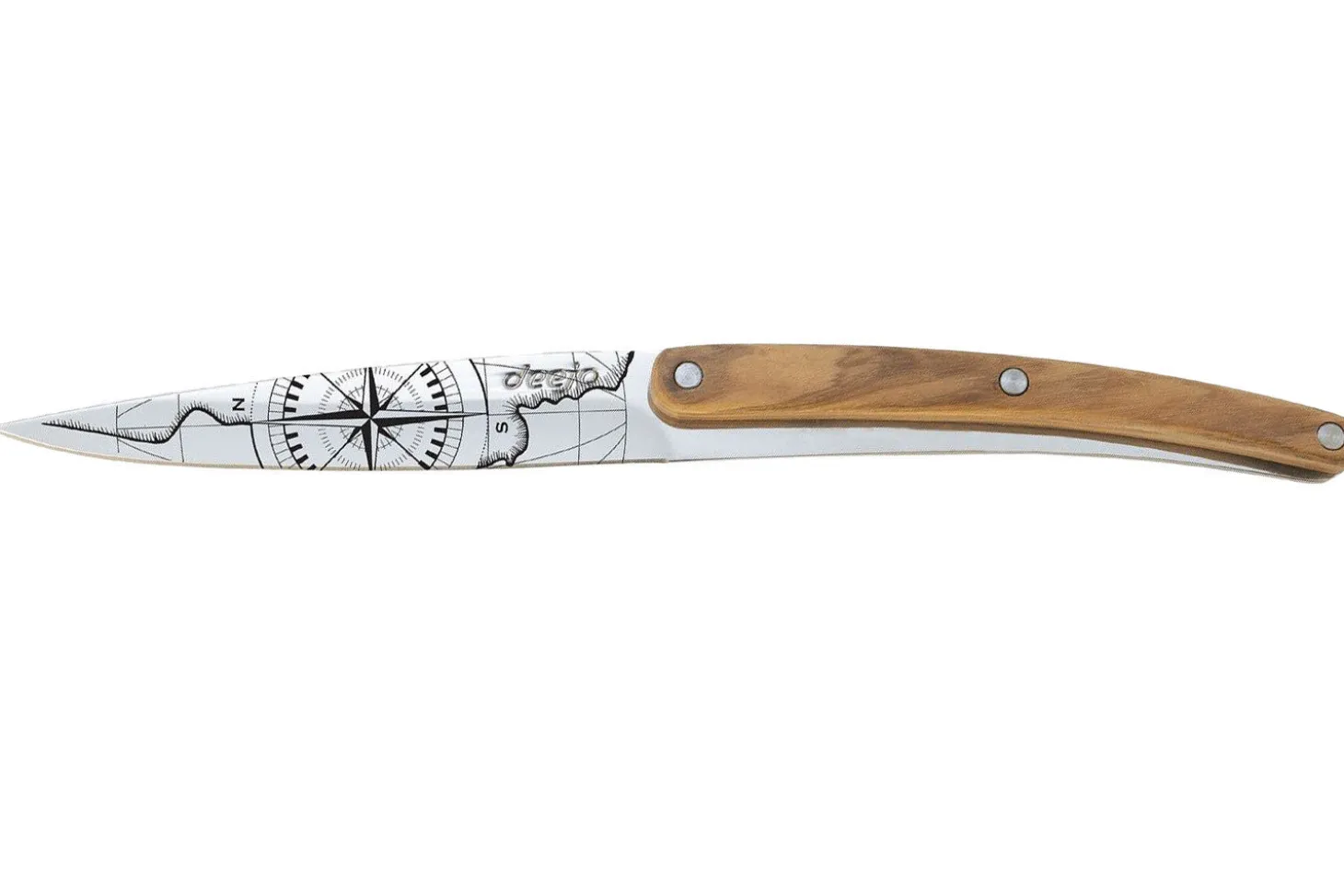Set de 2 couteaux d'office Deejo Office Globe Trotter et Terra Incognita manche en bois d'olivier et bois corail 9cm
