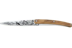 Set de 2 couteaux d'office Deejo Office Van Life et Montagne manche en bois d'olivier et bois corail 9cm