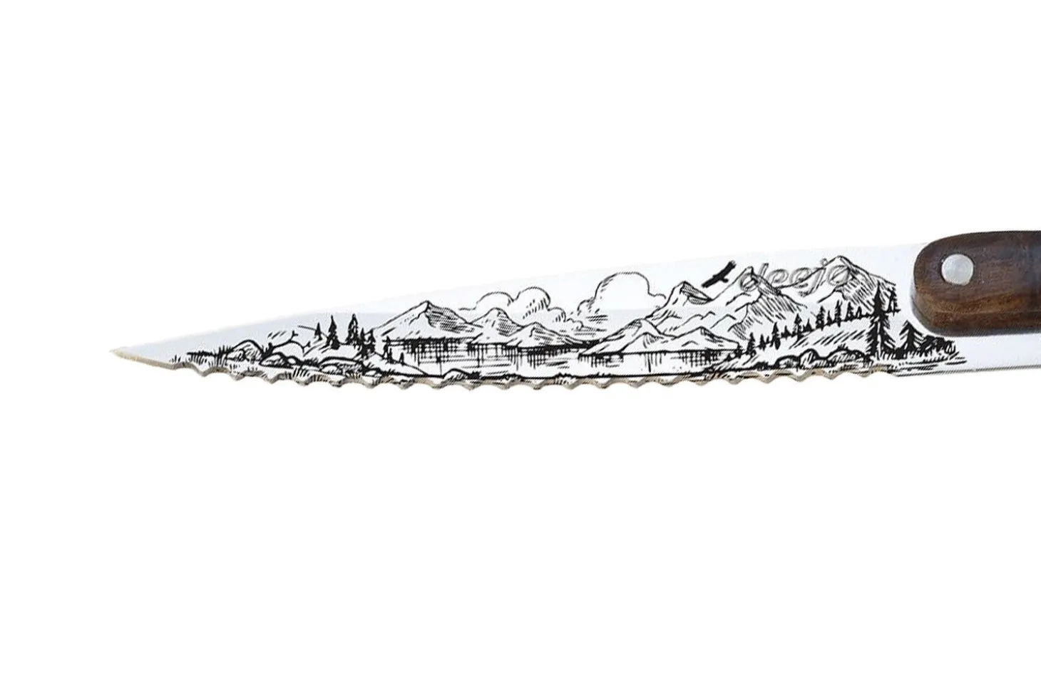 Set de 2 couteaux d'office Deejo Office Van Life et Montagne manche en bois d'olivier et bois corail 9cm