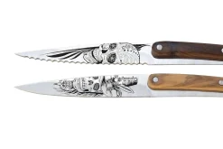 Set de 2 couteaux d'office Deejo Office Dandy et Latino manche en bois d'olivier et bois corail 9cm