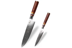 Set de 2 couteaux Kutoyama Damas pakka rainbow chef + universel