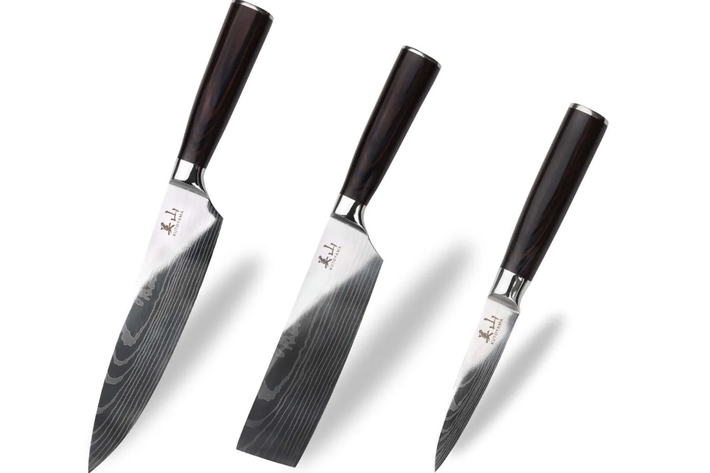 Set de 3 couteaux Kutoyama Pakka office + nakiri + chef