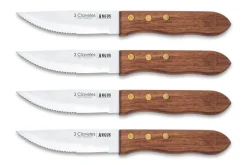 Set de 4 couteaux à steak 3 Claveles Angus 12cm acier inox manche frêne