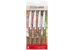 Set de 4 couteaux à steak 3 Claveles Kobe 11,5cm acier inox manche châtaignier
