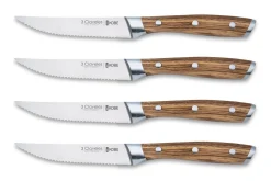 Set de 4 couteaux à steak 3 Claveles Kobe 11,5cm acier inox manche châtaignier