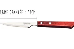 Set de 6 couteaux à steak Tramontina lame crantée 11cm manche rouge