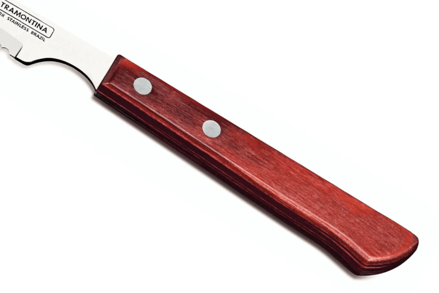 Set de 12 couteaux à steak Tramontina lame crantée 10cm manche rouge