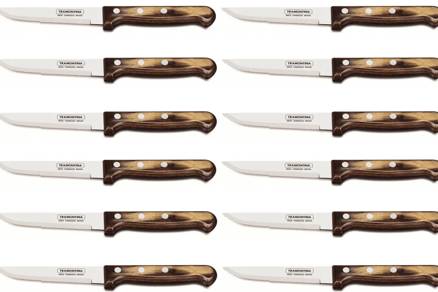 Set de 12 couteaux à steak Tramontina Gaucho lame 13cm manche marron