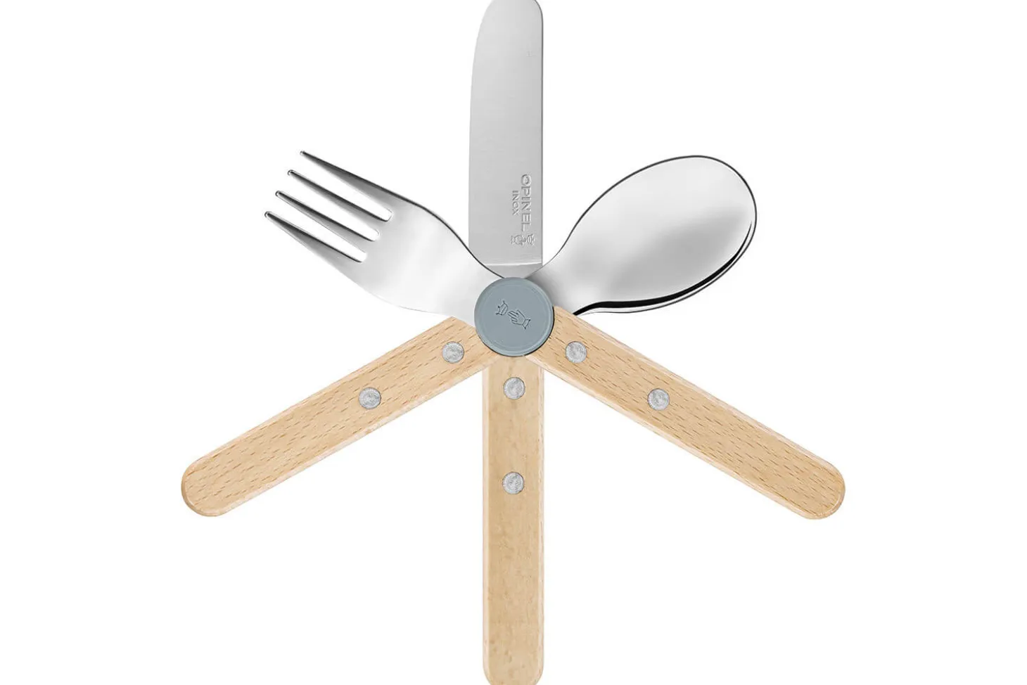 Set de couverts pour enfants Opinel Le Petit Gourmet coloris bleu pluie