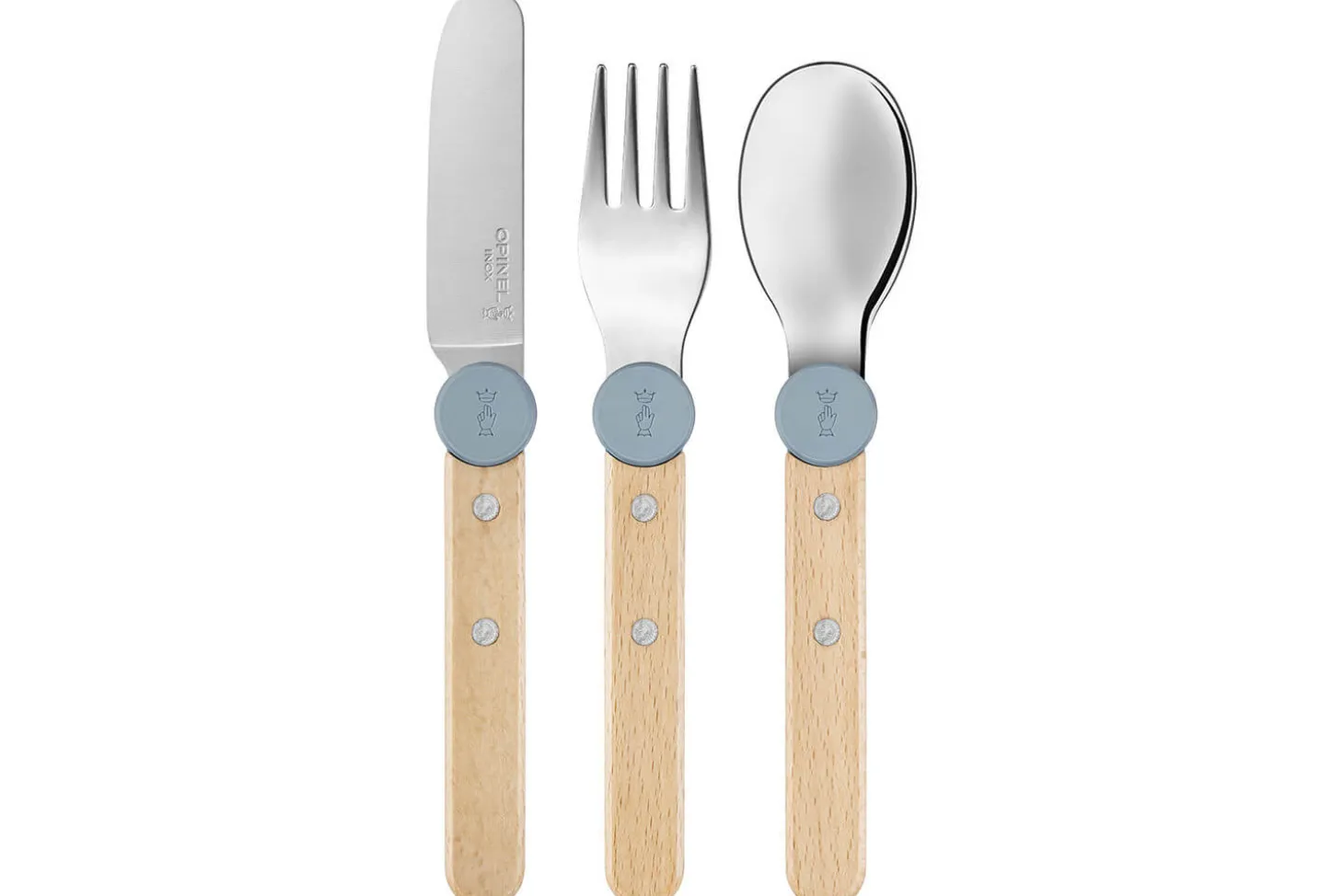 Set de couverts pour enfants Opinel Le Petit Gourmet coloris bleu pluie