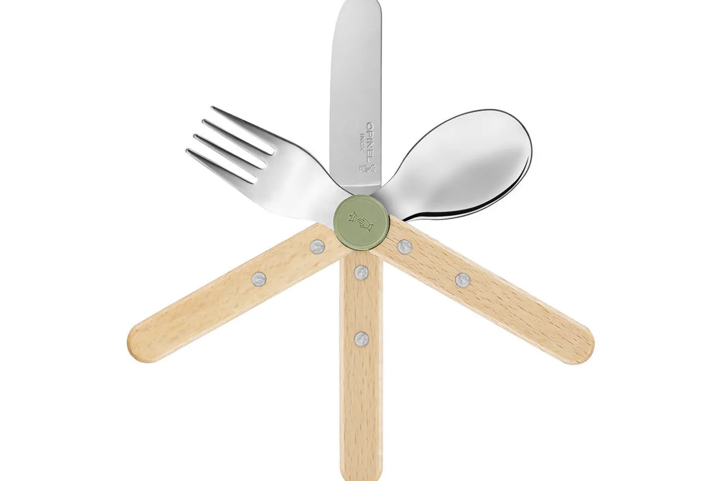 Set de couverts pour enfants Opinel Le Petit Gourmet coloris olive